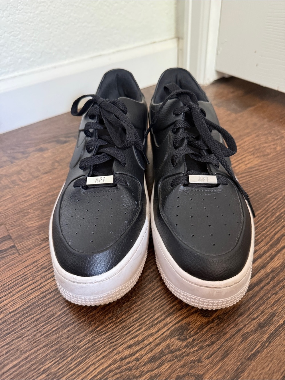 Black Leather Nike Air Force One size 10.5